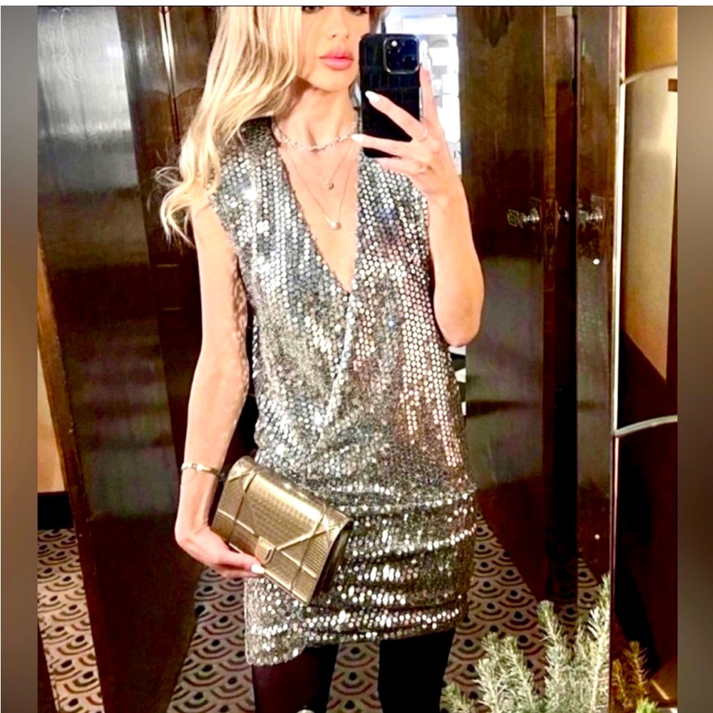 Zara Silver Sequin Dress